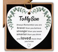 Gifts for Son Ceramic Ornament Keepsake Sign Heart Plaque to My Son Gifts from Mom Dad Adult Son Gift Ideas Gift for Son On Wedding Day Christmas Graduation Retirement Birthday Gifts for Son