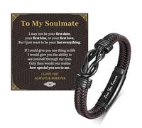 Gifts for Son Man Husband Soulmate - Brown Braided Leather Infinity Knot Bracelet Engraved Love you Forever for Men, Son Gift from Mum Dad, Personalised Mens Bracelet Gifts for Birthday Valentines Day