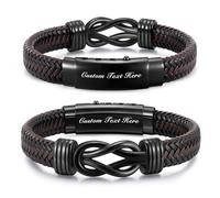 Gifts for Son Man Husband Soulmate - Brown Braided Leather Infinity Knot Bracelet Engraved Love you Forever for Men, Son Gift from Mum Dad, Personalised Mens Bracelet Gifts for Valentines Day Birthday
