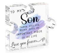 Gifts for Son - Son Gifts from Mom Dad Son Christmas Fathers Day Gift Graduation Wedding Birthday Gifts Card Gifts for Adult Son - To My Son Acrylic Puzzle Plaque with Warm Word