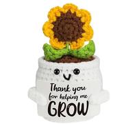 Gifts for Teachers, Teacher Thank You Gifts, Crochet Sunflower White Planter, Thoughtful Appreciation Gift for Women, Thank You for Helping Me Grow Handcrafted Gift for Teacher's Day
