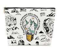 Gifts for Travelers Women, Motivational Travel Quote Makeup Bag, Girls Trip Gifts Favors for Sister Trip Lovers, Cosmetic Travel Bags for Women, A Journey of a Thousand Miles Starts with a Single Step