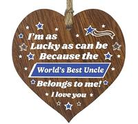 Gifts For Uncle Wooden Heart Plaque, Dark Wood Sign,Uncle Birthday Gifts for Him, Worlds Best Uncle Hanging Wood Heart, Unc Him, Presents For Uncle on his Birthday - Made in The UK by Stuff4