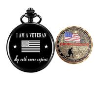 Gifts for Veterans,Pocket Watch for Veterans with Military ChanllengCoin,Best Veterans Day Gifts, B.Color B