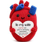 Gifts for Wife from Husband - Handmade Crochet Heart, Anniversary & Valentine’s Day, Birthday, Christmas Stocking Stuffer, Long Distance, Apology or Just Because, Small Meaningful Heart Gift for Her