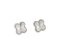 Gifts for Women 14k Gold Clover Necklace Sterling Silver Hallmark Genuine Solid Real S925 Present for Mum Sister Wife Best Friend Christmas Birthday Mothers Day Gifts (Whitegold Plated Earrings)