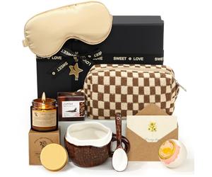 Gifts for Women Birthday Pamper Gifts, Ceramic Mug & Cosmetic Bag & Scented Candle & Relaxation Spa Bath Salts, Get Well Soon Gifts Care Baskets Christmas Birthday for Her, Mum, Wife, Friends, Sister