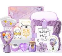 Gifts for Women,Birthday Pamper gifts for women,Get Well Soon Spa Basket for Women,Lavender purple Relaxation Self Care with Luxury Blanket for Her Friend Sister Teacher Bestie ThanksgivingGiftsset