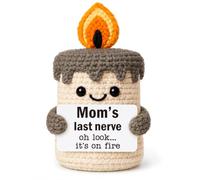Gifts for Women Crochet Funny Candle with Sign Mom's Last Nerve... oh Look It's on fire Birthday Gifts for Best Friends Sister Colleague Wife Mum (C)