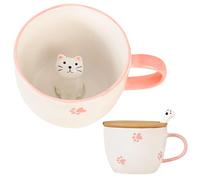 Gifts for Women Cute Cat Coffee Mug Tea Cup with Spoon Lid Kawaii Stuff Funny Cool Mugs Christmas Xmas Valentine's Mother's Day Halloween Birthday Gifts for Her Wife Mum Grandma Girls Teacher Friend