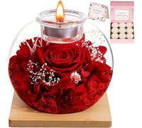 Gifts for Women, Eternal Preserved Real Rose,Forever Flowers in Glass Dome with 18 Scented Candles (9 Rose,9 Vanilla), Mothers Day Valentine Christmas Birthday Gifts for Mum Girlfriend Wife