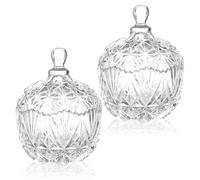 Gifts for Women Glass Cotton Bud Holder Lids Birthday New Home Gifts For Her Cotton Pad Holder Apothecary Jars Room Decor Aesthetic Bedroom Accessories Makeup Vanity Holder House Warming Sweet Jars