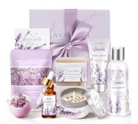 Gifts for Women, Lavender Bath and Body Gift Basket Relaxing Spa Self Care Gift, Mothers Day Gifts Happy Birthday Gift Baskets, Thank You for Mom Her Sister Wife Girlfriend Teacher Friends Friendship