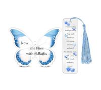 Gifts for Women Men Memorial Butterfly Shape Acrylic Bookmark Sympathy Gifts Now She Flies with Butterflies Plaques Remembrance Present in Memory of Loved Gifts Sympathy Reminder for Loss of Lved One