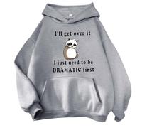 Gifts for Women Sale Clearance Tunic Sweatshirt for Women UK Oversized Hoodie For Teen Girls Cute Animal Letter Graphic Drawstring Hooded Sweatshirts Daily Deals of The Day (Grey, XS)