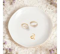 Gifts For Women, Trinket Dish, Ceramic Jewelry Dish, Trinket Decorative Jewellery Dish Tray with Initial, Ring Holder, Desk Decor, Unique Birthday Wedding Christmas New Home Gifts For Women Her(A)