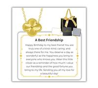 Gifts for Women14k Gold Clover Necklace Sterling Silver with Message card Hallmark S925 Present for Mum Sister Daughter Best Friend, Christmas Birthday Mothers Day Gifts (To My Best Friend Birthday)
