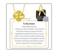Gifts for Women14k Gold Clover Necklace Sterling Silver with Message card Hallmark S925 Present for Mum Sister Daughter Best Friend, Christmas Birthday Mothers Day Gifts (To My Sister Birthday)
