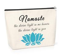 Gifts for Yoga Lovers Women Cosmetic Pouch Christmas Birthday Gifts for Yoga Lovers Yoga Teacher Gifts for Women Namaste Yoga Gifts Gifts for Yoga Meditation Presents for Her Travel Zipper Bag