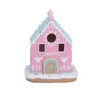 Gifts from Handpicked Small Pastel Light Up Gingerbread House Christmas Decoration | LED Gingerbread House Ornament | Festive Christmas Village Décor