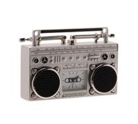 Gifts Miniature Clock Radio Silver 80 x 80mm