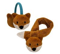 Gifts Treat Boys Earmuffs Fox Ear Muffs and Scarf Set for Kids Girls Winter Warm Ear Covers and Neck Warmer Set in Cute Animal Design, Brown Fox, M