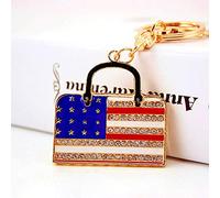 Gifts UK® American Flag Handbag Shape Crystal Diamante Bag Charm Design 7 (American Flag)