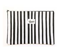 Gifts UK® Black White Patterned Canvas Fashion A4 Document Wallets File Folders Filing Paper Storage Black and White Vertical Stripes
