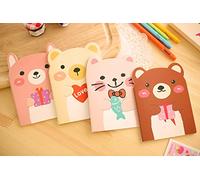 Gifts UK® Cute Bears Shaped A6 Notebooks Note Books Small Notepads Lined Page Notes Pad Pocket Memo Pads A Set of 4 Designs