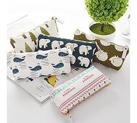 Gifts UK® Wild Animals Forest Whale Hedgehog Polar Bear Pattern Canvas Cute Pencil Cases Cosmetics Make Up Bags Pen Pouches *UK Stock* (Forest Trees)