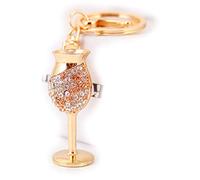 Gifts UK® Wine Goblet Flute Glasses Crystal Diamante Bag Charm Handbag Keyring Pendant Gold