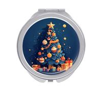 Gifts Under The Christmas Tree Compact Mirror for Purse, Double-Sided 1x/2x Magnifying Metal Pocket Makeup Mirrors, Folding Mini Vanity Mirror, Handheld Round Travel Cosmetic Mirrors for Women