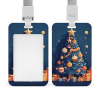 Gifts Under The Christmas Tree Retractable ID Badge Holder with Lanyard - Vertical Badge Reel,Keychain Clip,Name Tag Id Card Holder Protector for Nurse Officer Teacher Security Staff Women Men