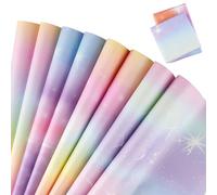 Gifts Wrapping Paper, 8 Sheets 50x70cm Birthday Wrapping Paper, 100G Krftpaper Starry Gradient Colour Pastel Gift Wrap for Birthday, Party Gifts,Women, Girls