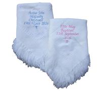 Giftsabc Personalised baby christening/baptism/naming day shawl available in white or cream (white)