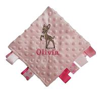 Giftsabc Personalised Bambi taggy comfort blanket with a name (white)