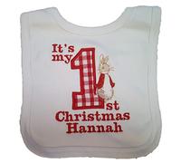Giftsabc Personalised Peter Rabbit 1st christmas Applique bib