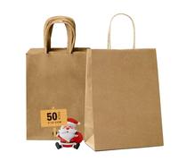 GIFTSAY 50pc Brown Paper Bags with Handles 15X8X21cm Multifunctional Gift Bags for Wedding, Party, Shopping, Retail, Food Service or DIY Crafts