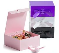 GIFTSAY Magnetic Gift Box for Presents 18 x18 x7.5 cm,Small Gift Boxes Pink with Lid for Gifts, Paper Wedding Favor Boxes,Birthday Gift Box Bulk, Party Favor Boxes