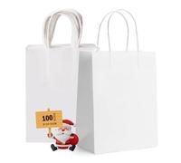 GIFTSAY Small Gift Bags with Handles Bulk 15X8X21cm 100pc Sturdy Paper Bags White for Wedding Party Favor Bags, Grocery Shopping Bags, Retail Merchandise Bags Gift Sacks and Birthday Gift Bags