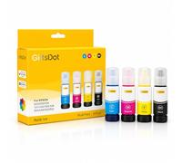 GiftsDot Compatible Epson EcoTank Refill Ink Bottles Multi Pack of 4 C M Y BK | 70m 002, 003, 004, 101, 102, 103, 104, 502, 504, 522 & 544 - High Yield Printer Ink (Colour Set)
