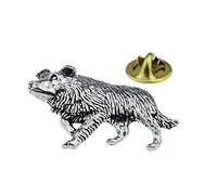 GIFTSEARCH Border Collie, Dog. English Pewter Lapel Pin Badge (XTSPBD22)