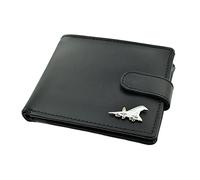 Giftsearch Genuine Black Leather Wallet with a Concorde Aeroplane Aircraft Emblem