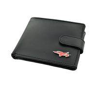 Giftsearch Genuine Black Leather Wallet with a Hawk Jet Red Aerobatic Plane Pilot Aeroplane Aircraft Emblem
