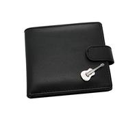 Giftsearch Genuine Black Leather Wallet with an Acoustic Guitar Pewter Emblem
