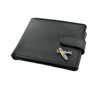 Giftsearch Genuine Mens Black Leather Wallet with a Spitfire War Plane Pilot Aeroplane Aircraft Emblem