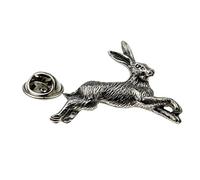 GIFTSEARCH Hare English Pewter Lapel Pin Badge (XWTP107)
