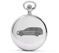 GIFTSFORALL Mondeo Estate refU 3D Pewter Effect Car Design on a Polished Silver case Men's Gift Quartz Pocket Watch fob