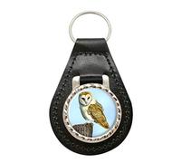 Giftshop UK Barn Owl Leather Key Fob