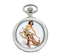 Giftshop UK Help Needed Pin-up Girl Full Hunter Pocket Watch